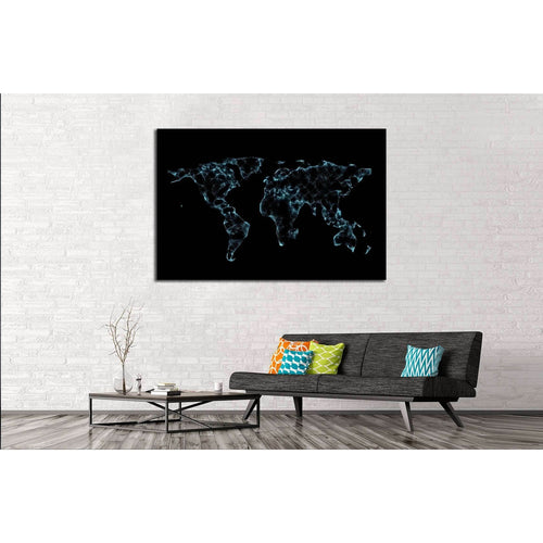 World map low poly on dark background. 3D render №2578 - Canvas Print / Wall Art / Wall Decor / Artwork / Poster