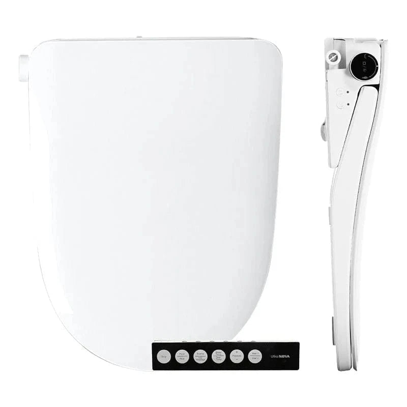 Ultra-Nova Bidet Seat Top and Side View with Controls
