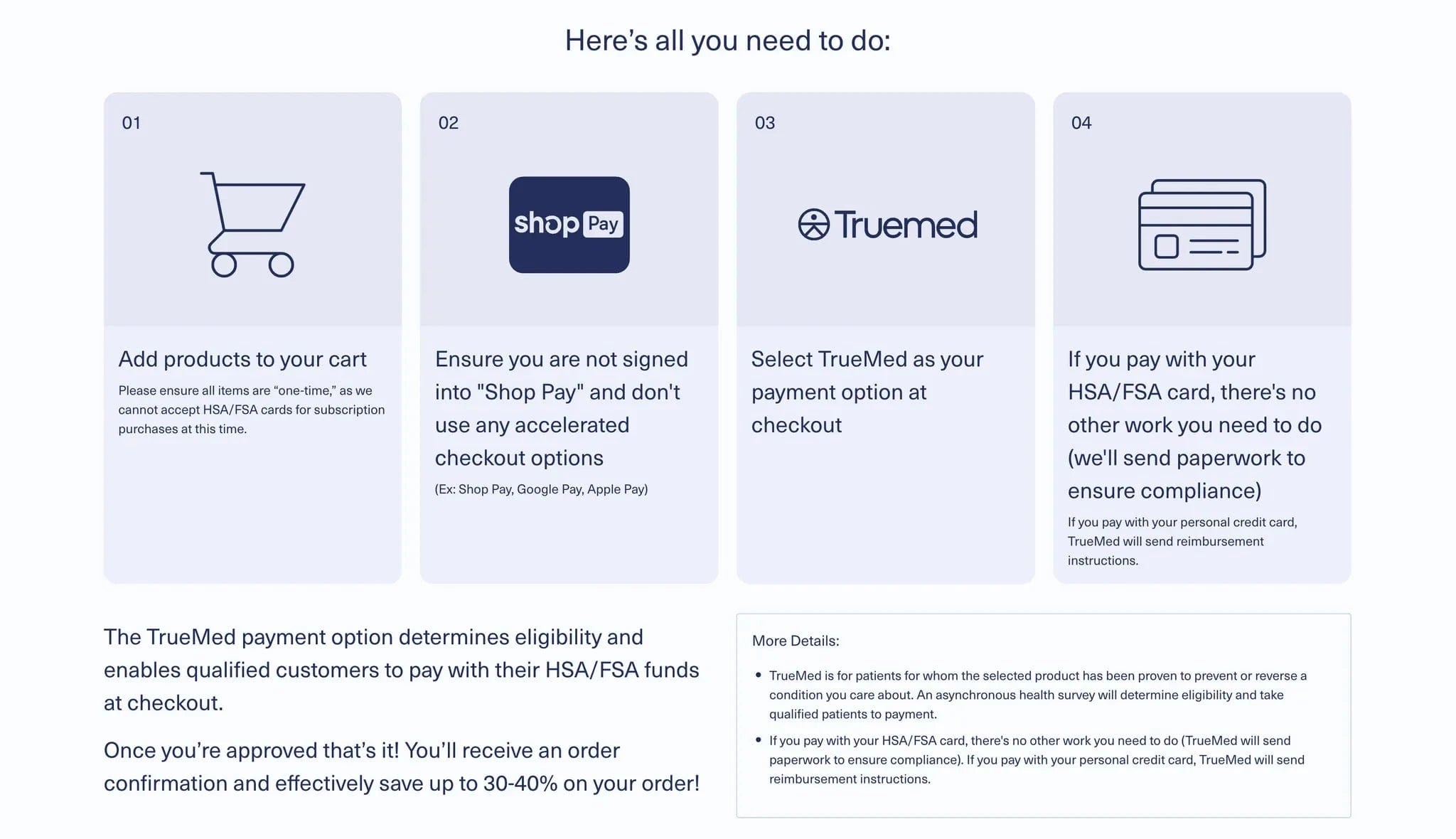 truemed checkout process for hsa/fsa bidets
