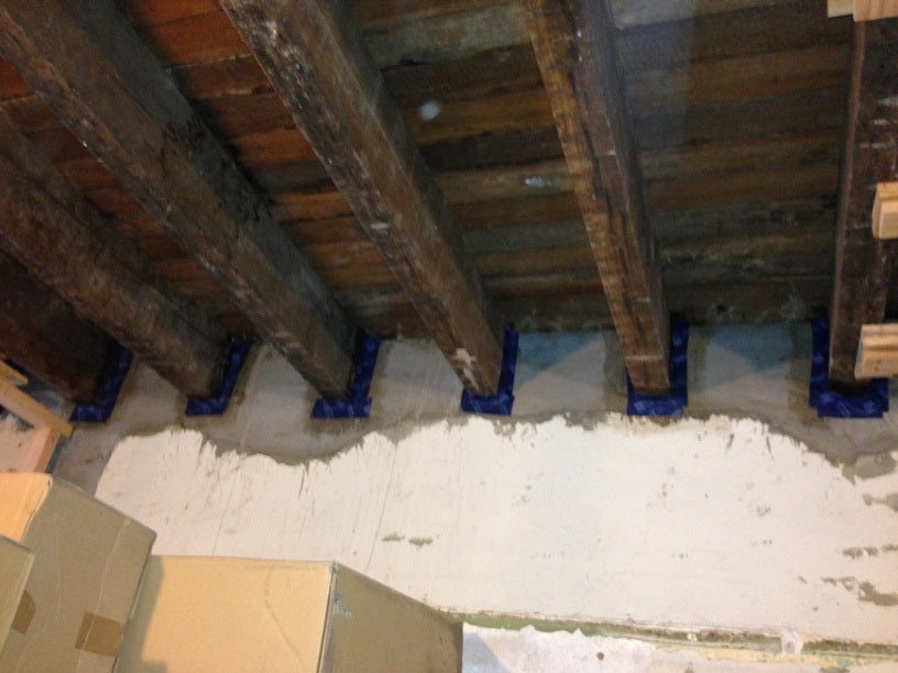 Joists taped with TESCON Profil to plaster