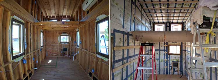 Before and after - Guess who's tiny house is insulated?!