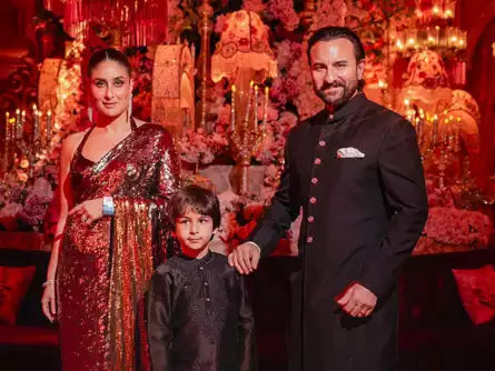 Kareena-Kapoor-And-Saif-Ali-Khan-with-Taimur-Wedding-Look-For-Ananat-Ambani