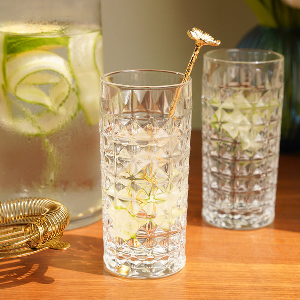 Shop Set of 6 Clear Cylindrical Highball Glasses - at Best Price