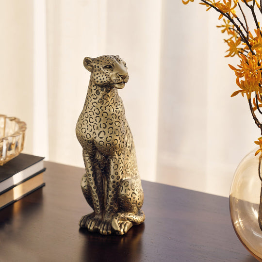 Cheetah Statue Sculpture Idol Animal Figurine Home Decor