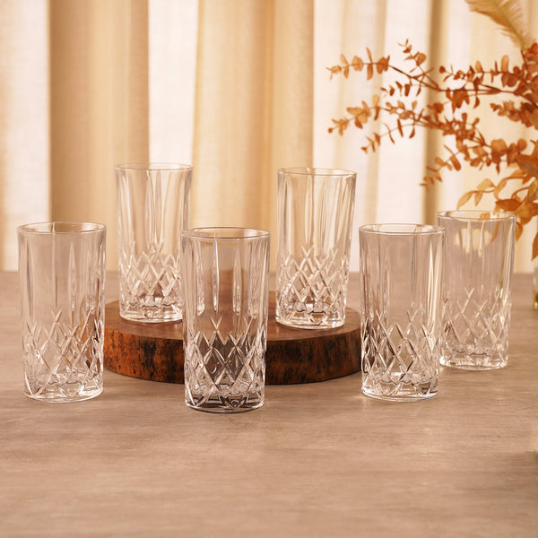 Shop Set of 6 Clear Cylindrical Highball Glasses - at Best Price