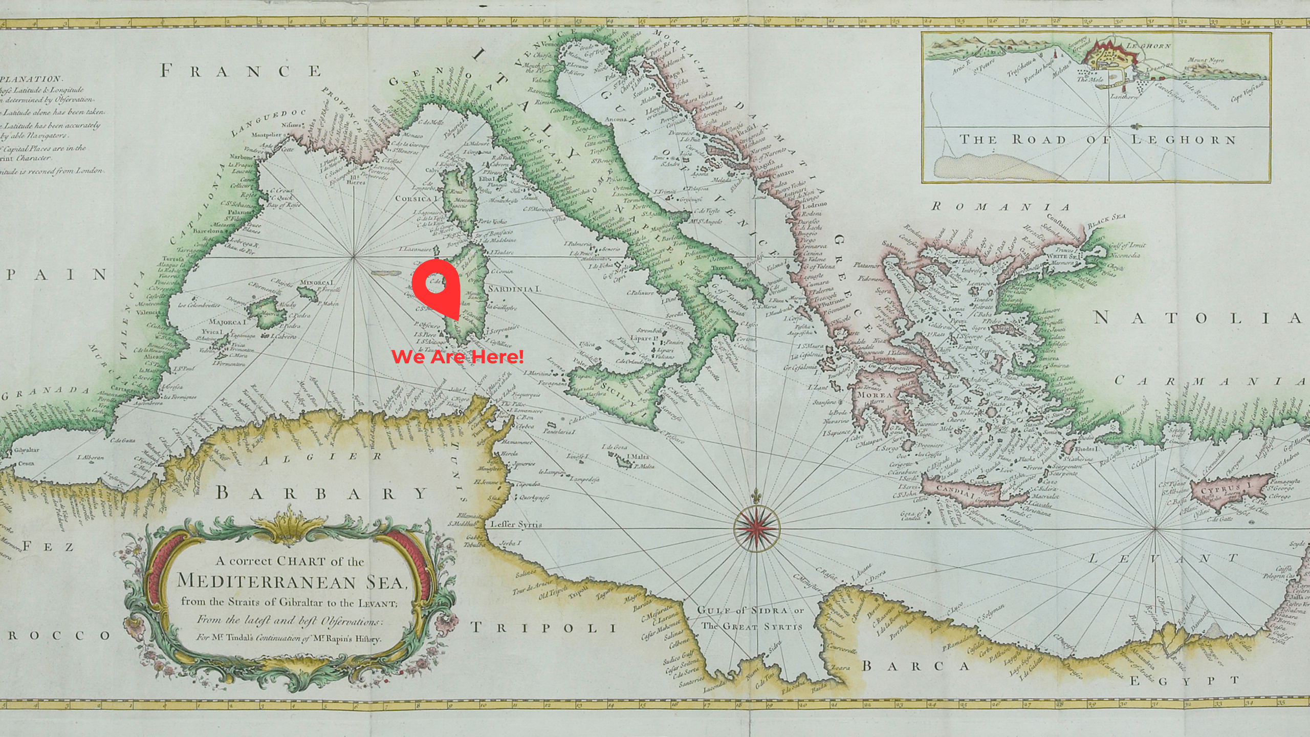 Map of the Mediterranean pointing out Sardinia