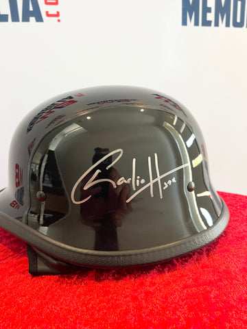 Image showcasing the exclusive, signed Charlie Hunnam helmet from Sons of Anarchy. This unique piece of TV memorabilia, sourced directly from cast connections by MJB Memorabilia, now resides with a die-hard fan in North Reading, USA