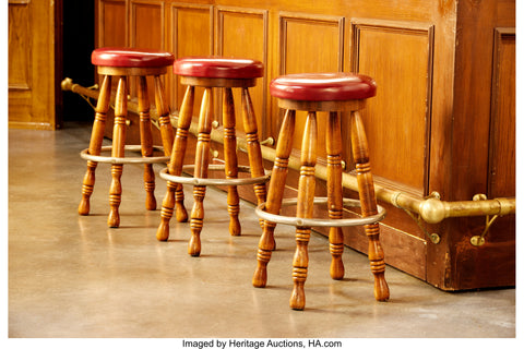 George Wendt and John Ratzenberger, also known as Norm Peterson and Cliff Clavin from the iconic television sitcom 'Cheers', standing in their beloved bar for one last time before it goes up for auction