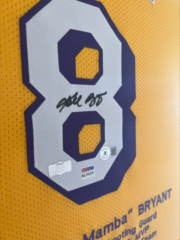 Close-up of Kobe Bryant's authentic signature on an LA Lakers jersey