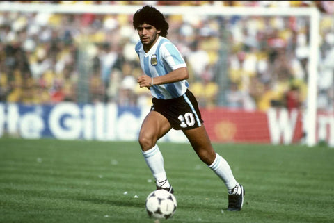 An image of the 1979 Diego Maradona Panini Card, an iconic football collectible capturing a young Maradona in his early career, soon to be auctioned on the MJB Memorabilia platform