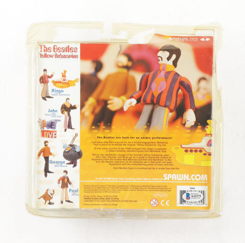 Autographed 2004 McFarlane Toys, The Beatles "Yellow Submarine" figurine set of two, signed by Ringo Starr on the outside packaging