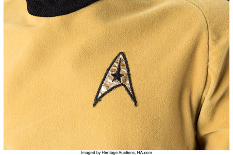 William Shatner's original Starfleet Captain's Tunic from Star Trek: The Original Series on display at Heritage Auctions