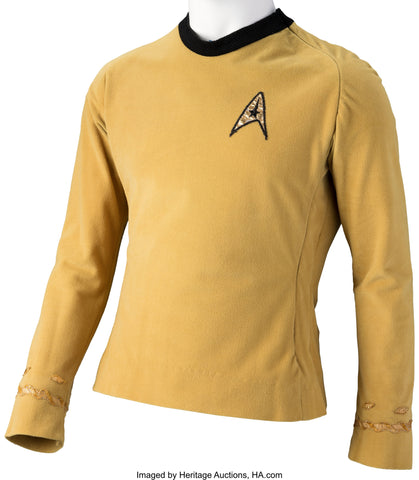 William Shatner's original Starfleet Captain's Tunic from Star Trek: The Original Series on display at Heritage Auctions