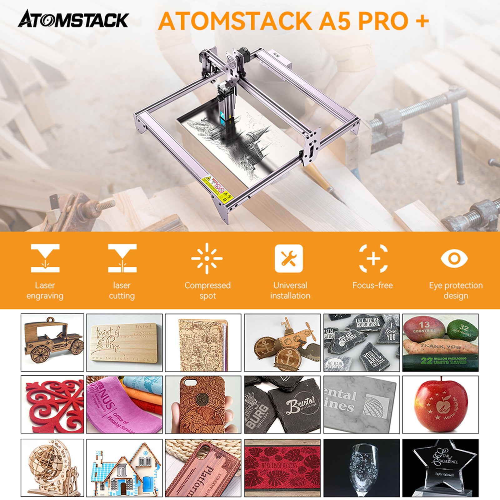 ATOMSTACK A5 PRO+ Upgrade Atomstack Laser Engraving Machine With Ultra Fine  Laser Aver And Eye Protection For Desktop DIY Wood Cutting From  Greatercold, $480.38