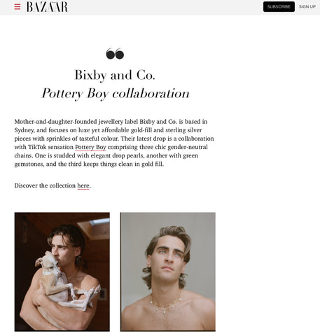 Bixby and Co collaboration in Harpers Bazaar