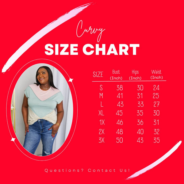 Curvy Chich Fashionista Sizing Chart