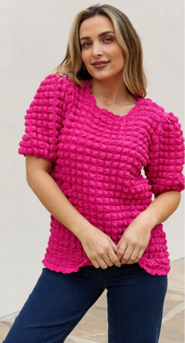 winter bubble hot pink top