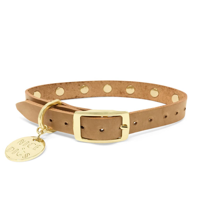 Smooth Spike Leather Dog Collar - Sorbet Tan – NICE DIGS