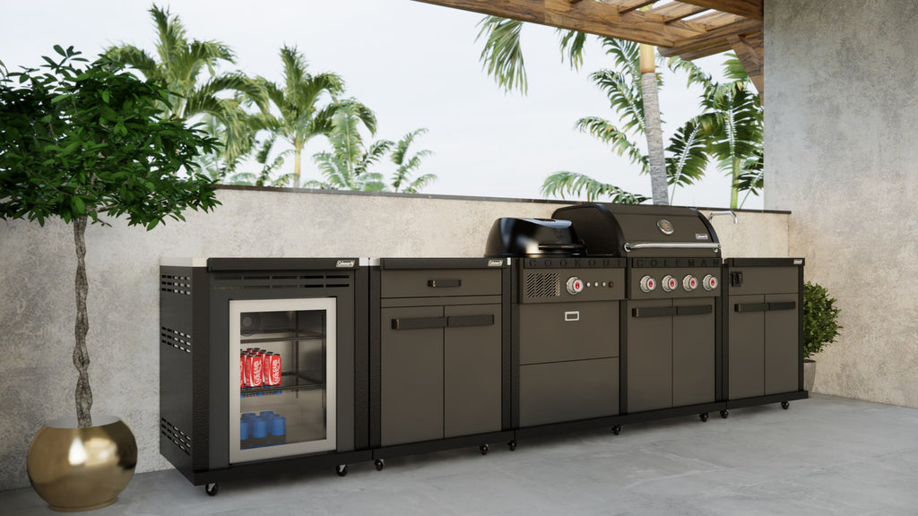 Coleman Matte Black BBQ with Modules Angled View