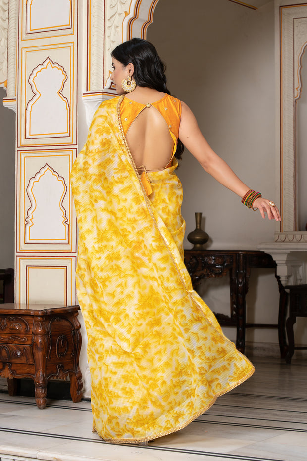 Yellow Tie-n-Dye Saree 130-YLW – indiinside