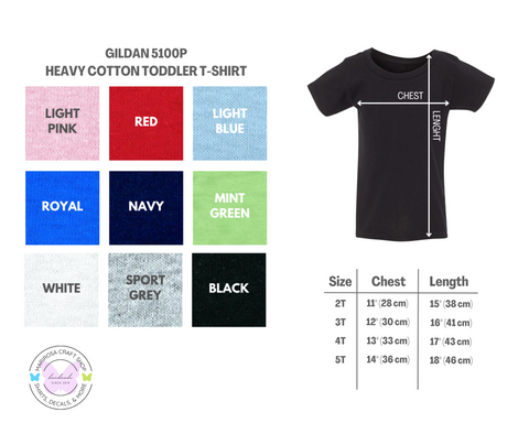 Toddler Gildan Heavy Cotton Sizing Chart