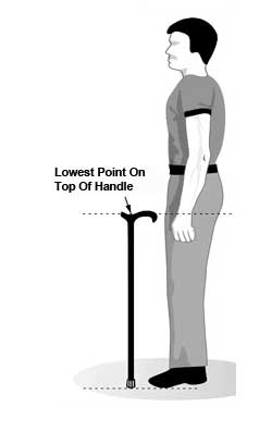 diagram showing how to measure proper cane height