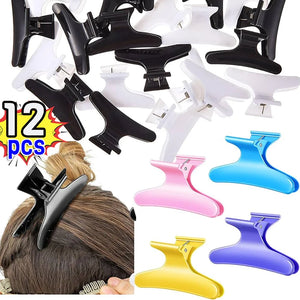 2/12pcs Butterfly Hairdressing Section Clips Women Girls Hair Section Claw Salon Accessories Hair Styling Holding Clamps Black - Generation Bby