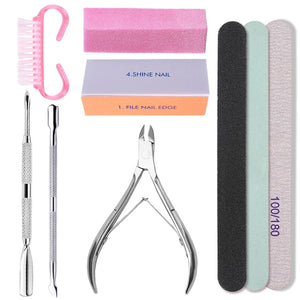 Basic Nail tool kit Durable polishing sanding nail rubbing file polishing stainless steel Dead Skin Pusher Cuticle Nipper - Generation Bby