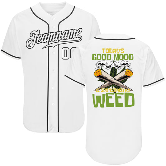 Custom Black Green Weed 3D Baseball Jersey – Pregrass