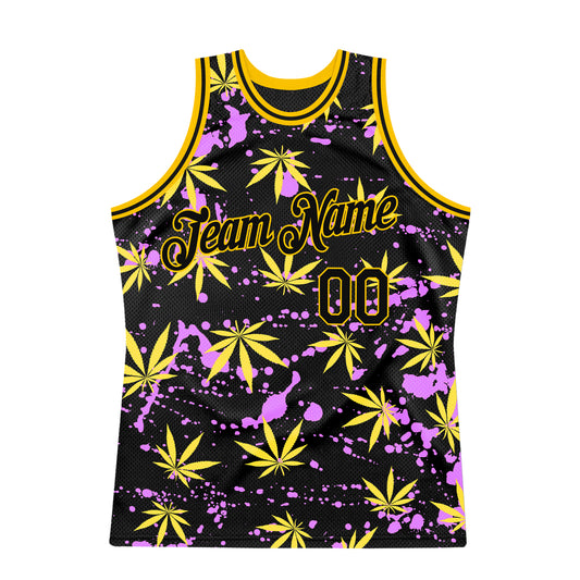 Custom Black Pink Purple Weed 3D Baseball Jersey – Pregrass