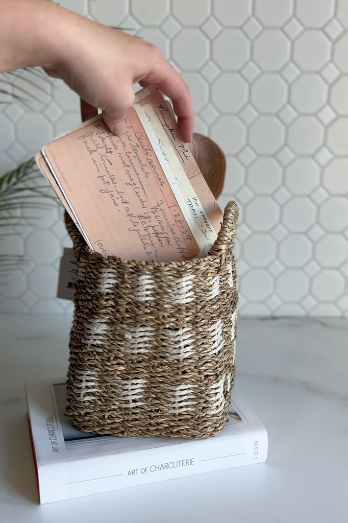 gift basket with vintage recipe cards