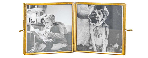 Henrie 2 photo brass folding picture frame