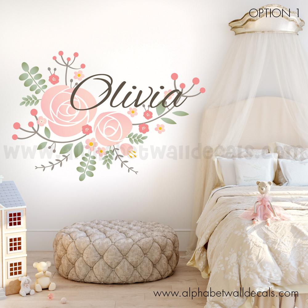Flower Name Wall Decal Nursery Wall Decals Wall Decals Removable Wallpaper Wall Murals 3862