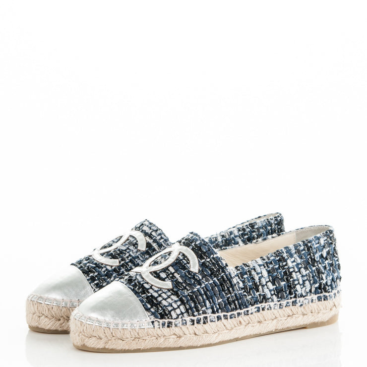 chanel silver espadrilles