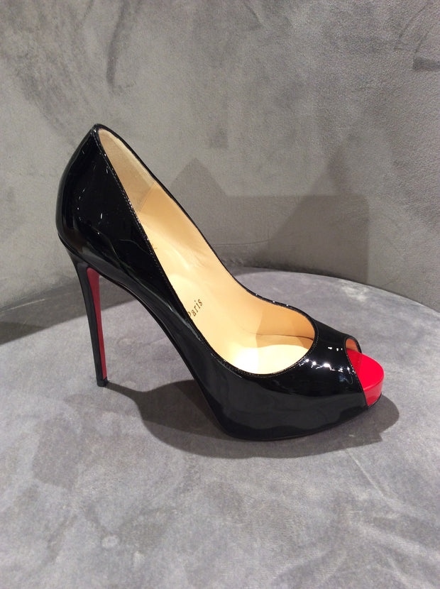 Christian Louboutin So Kate Black Red Patent Leather Ombre Heels Shoes
