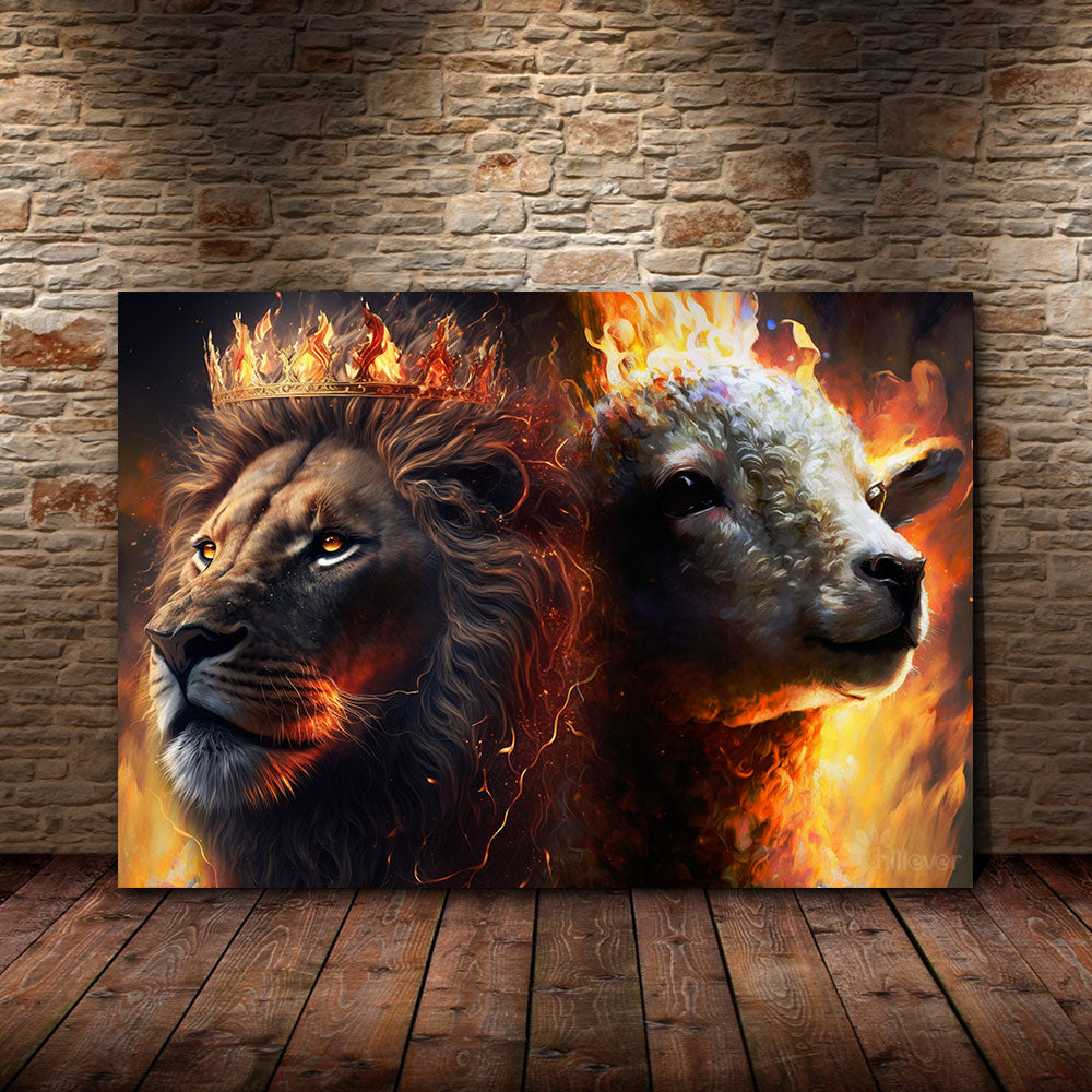 lion and lamb painting