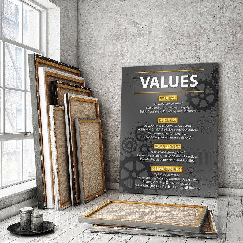 Core Values Wall Art Company Modern Office Decor Canvas Print Motivati