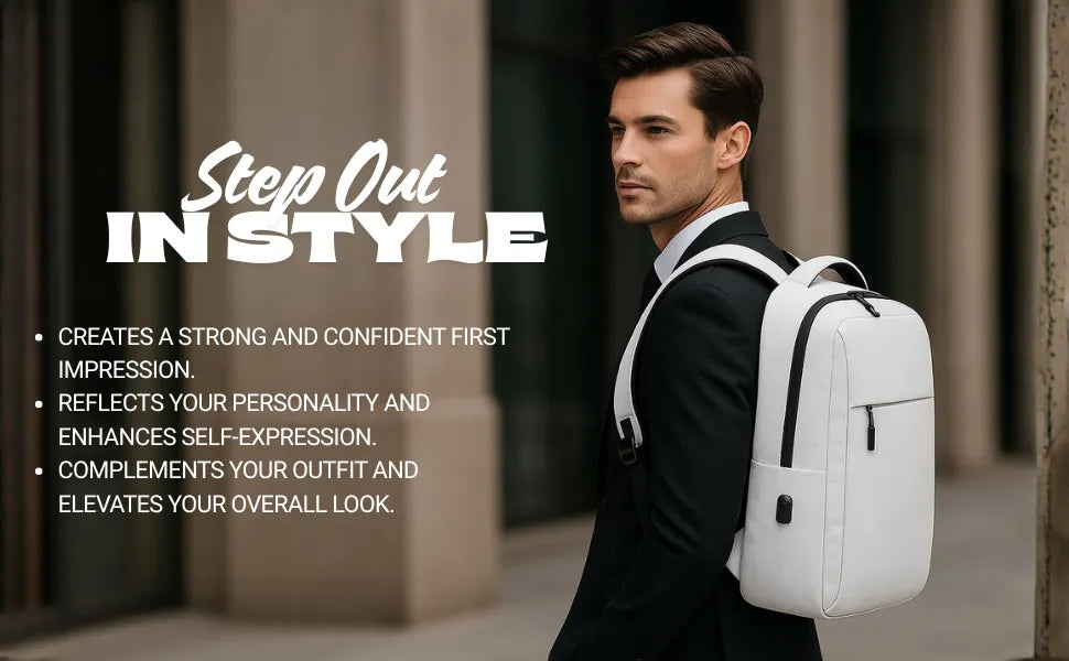 Smart Travel Laptop Backpack with USB Port, Large Capacity Business Computer Bag, Grey Waterproof for Men