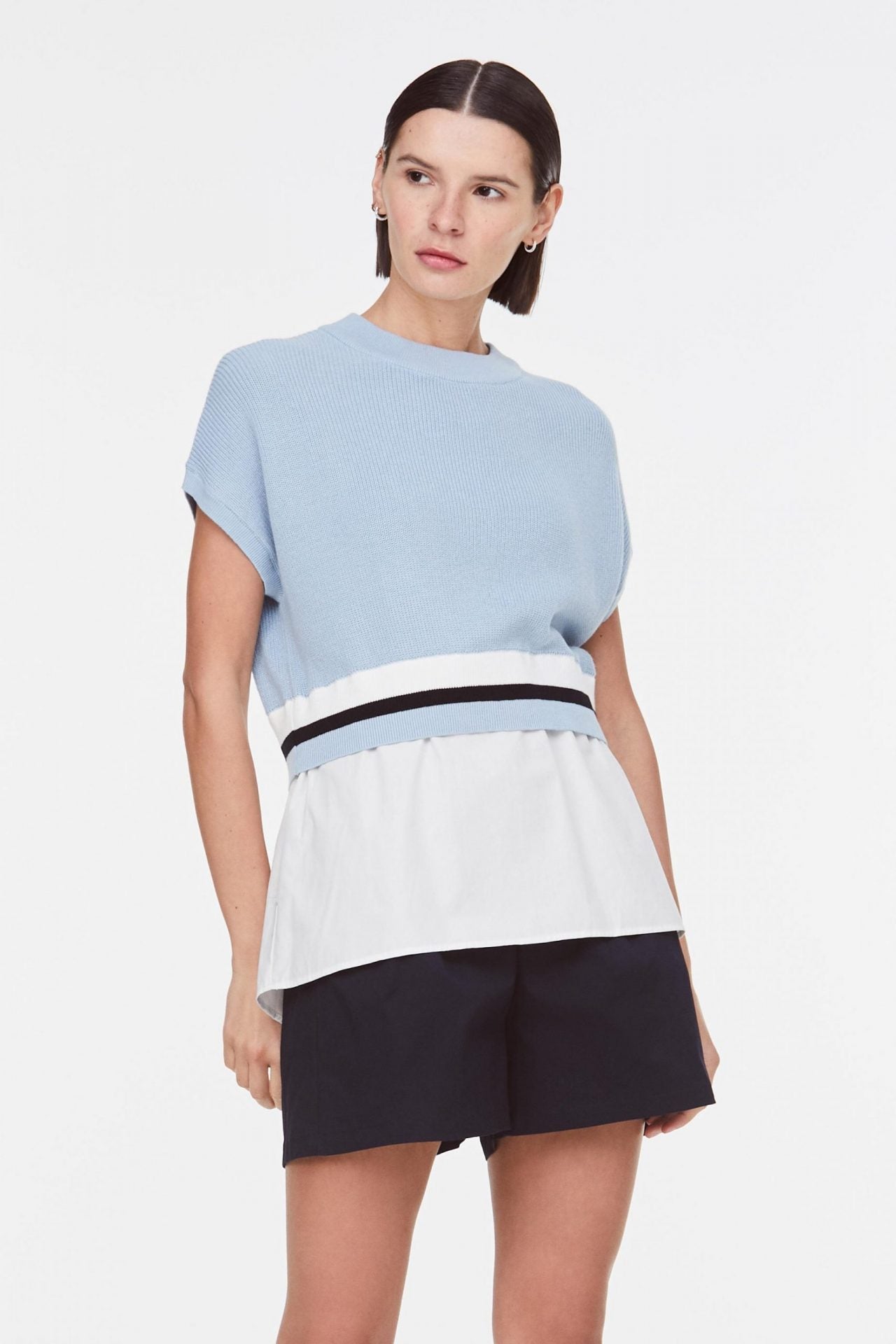 Knitted Contrasting Blouse - iORA product image