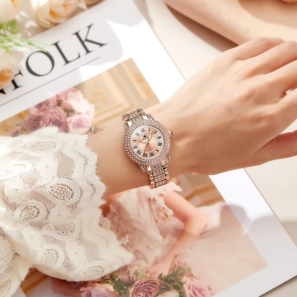 Dazzling Diamond Elegance: Ladies' Quartz Timepiece