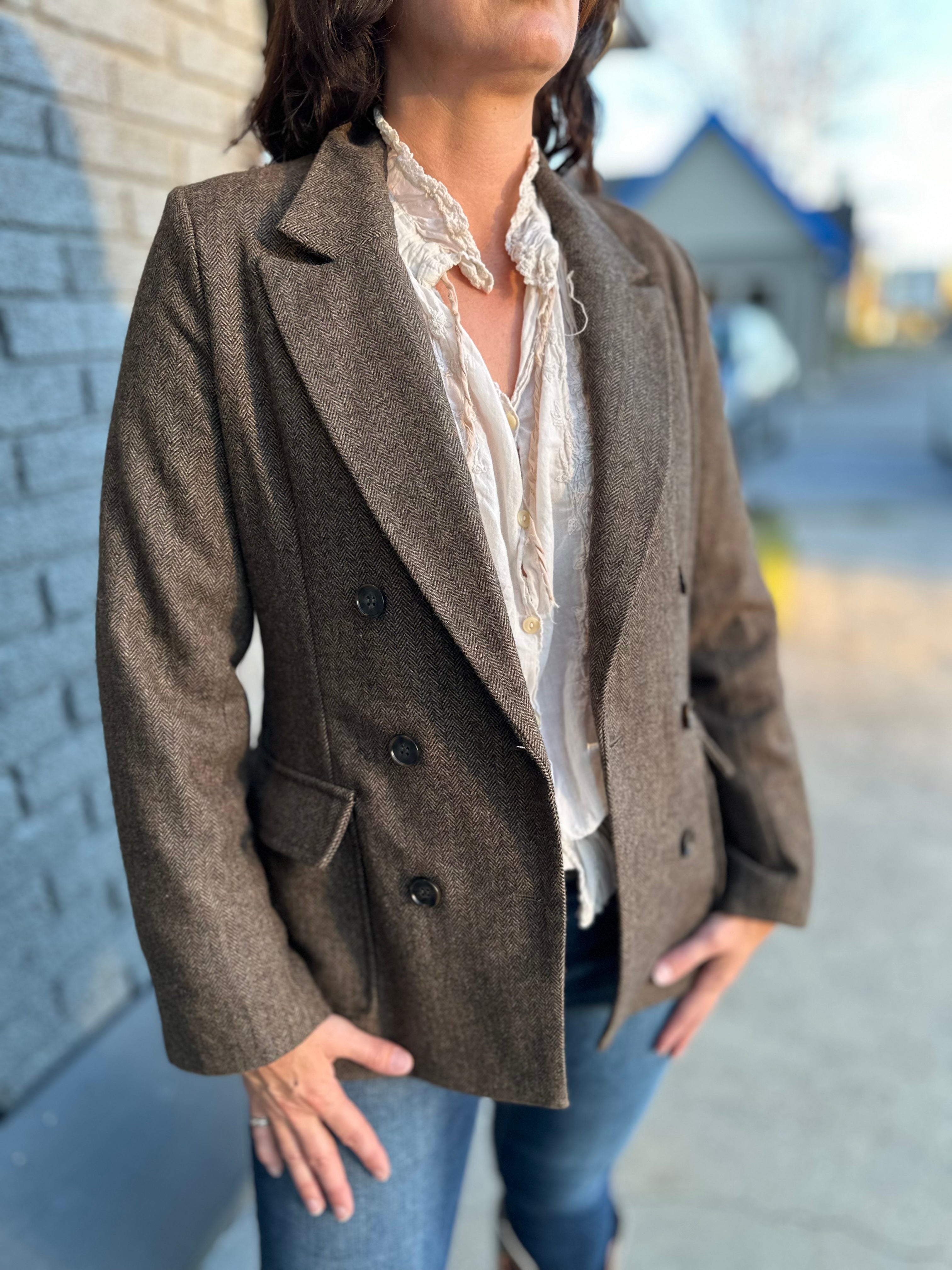 Double Breasted Tweed Blazer