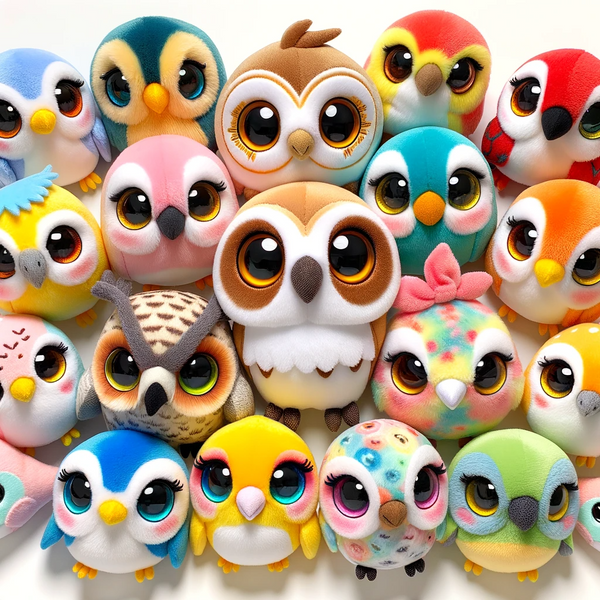 Avian Kawaii plushies such as duck, penguin, chicken, and parrot plushies each have their own unique characteristics, but they often share common features that align them with the Kawaii aesthetic