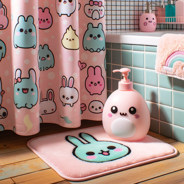Creating a Kawaii bathroom involves attention to small details like soap dispensers, shower curtains, and bath mats. These elements can inject a sense of cuteness and whimsy into daily routines