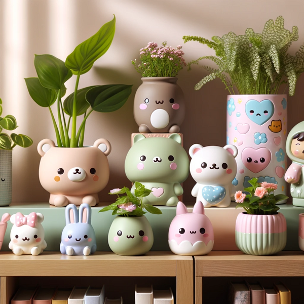Kawaii home decor, planters and vases aren't just vessels for holding plants or flowers; they're an extension of the overall aesthetic, designed to add charm and personality to any space