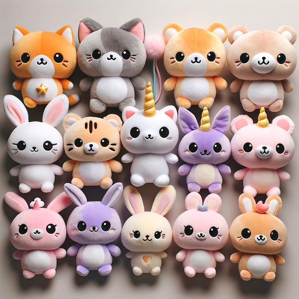 Kawaii plushies featuring different animals each come with their own unique characteristics that make them endearing and collectible