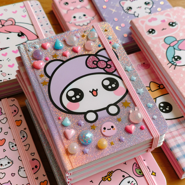 The Kawaii aesthetic extends into various forms of notebooks, notepads, and journals, making mundane tasks like note-taking or journaling a more enjoyable experience
