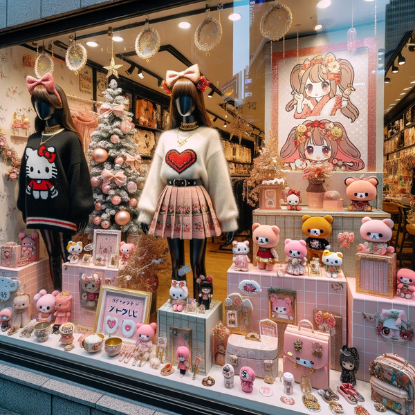 The display of Kawaii accessories in physical retail stores is often designed to enhance the overall aesthetic and emotional appeal of the products