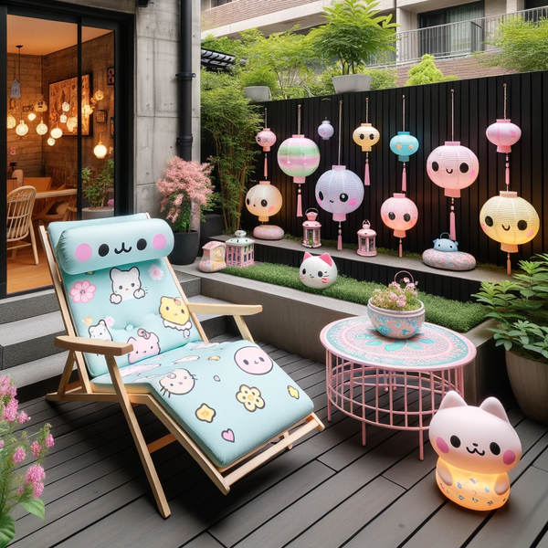 the Kawaii aesthetic isn't limited to indoor spaces; it extends to outdoor furniture and garden décor as well