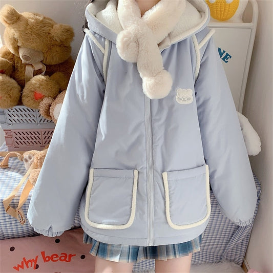 Kawaii Teddy Bear Winter Hoodie Hat w/ Mask