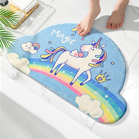 Moo-tastic Vibes: Creamy Cow Rainbow Non-Slip Bath Mat Collection – Youeni